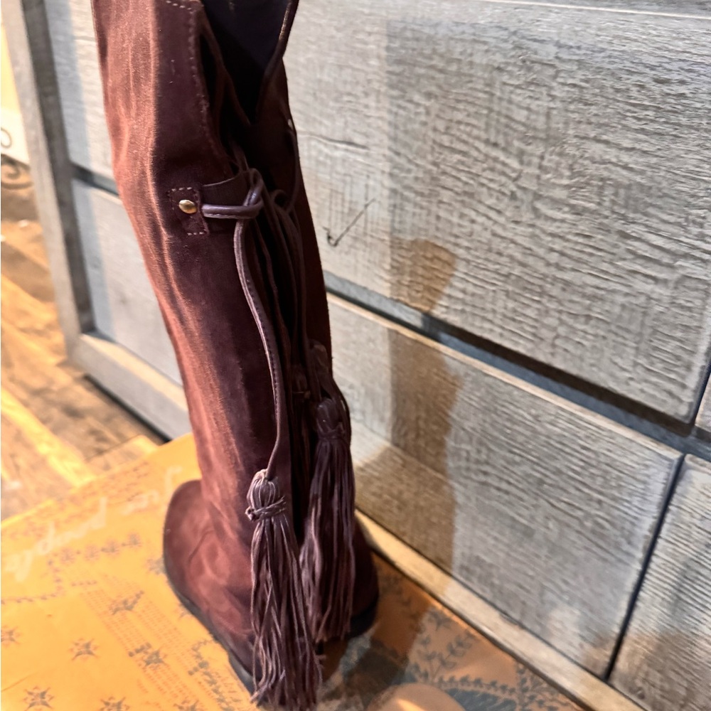 Free People Rich Burgundy Suede Riding Boots - Picture 3 of 7